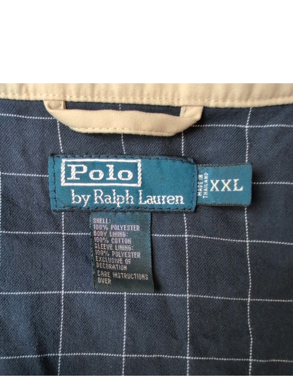 Vtg Polo Ralph Lauren Jacket XXL Khaki Harrington Bi Swing Plaid Lined Bomber - Picture 8 of 9